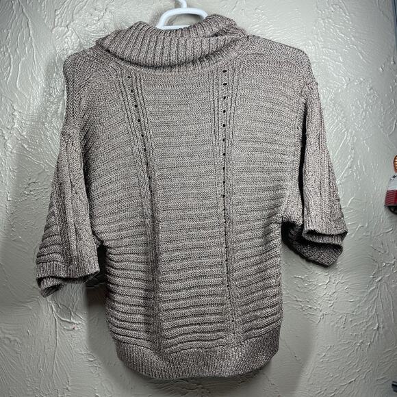 INC International Concepts Gray Dolman Sleeve Cable Knit Metallic Sweater Sz L - Picture 4 of 5